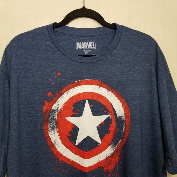 Marvel Captain America Shield Tshirt navy sz 2XL - Picture 3 of 8